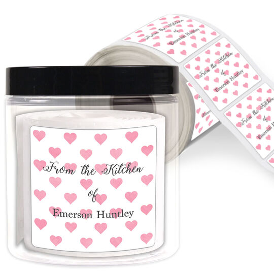 From the Kitchen Petite Hearts Square Gift Stickers in a Jar